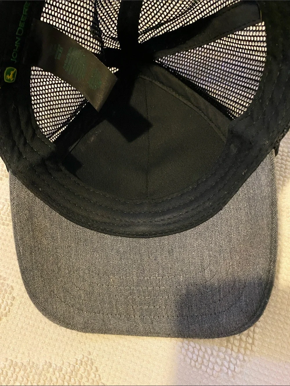 John Deere Gray & Black Kids Tractor Hat with Green Yellow Tractor